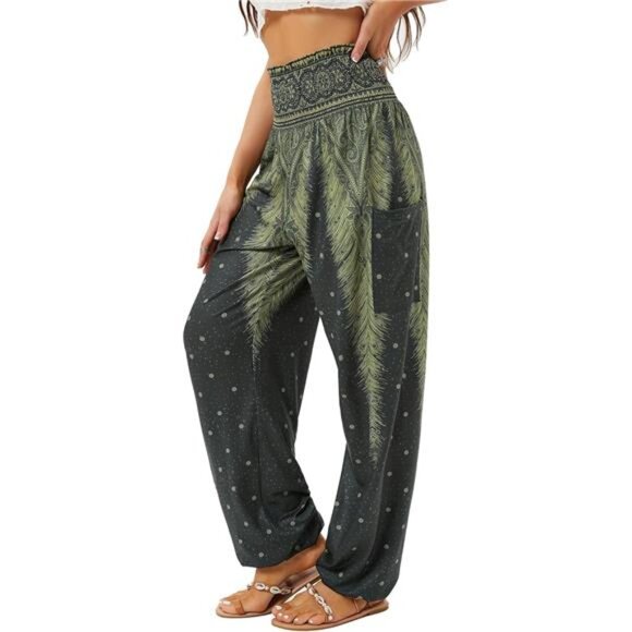Women's Harem Pants Army Green - Picture 1 of 6